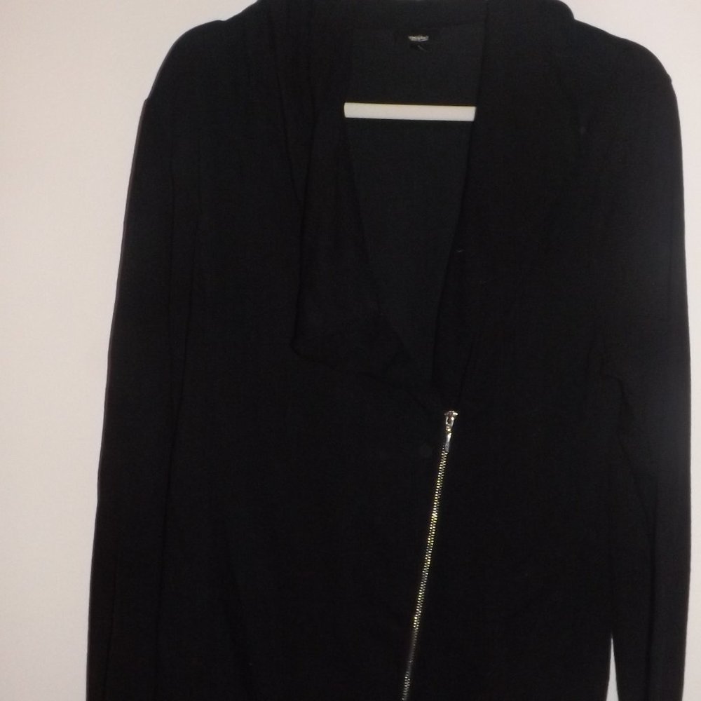 Black asymmetrical zip up